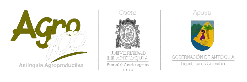 Logos de agro100, la Gobernación de Antioquia y la Universidad de Antioquia